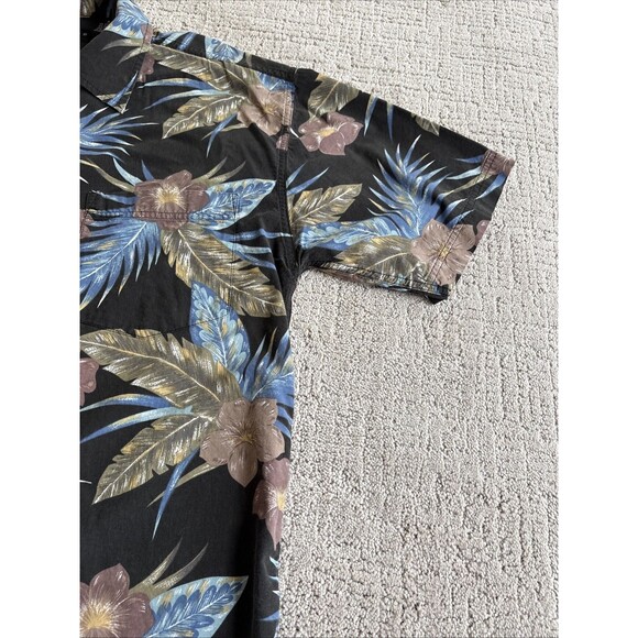 Cactus Black Label Hawaiian Shirt Men’s Med Black Blue Floral Tropical Button Up - Picture 10 of 13